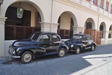Restored cars in the city of Galle, Sri Lanka