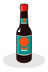 Botol kaca kecap manis klasik (Translate: Classic sweet soy sauce glass bottle) in Indonesia vector illustration.