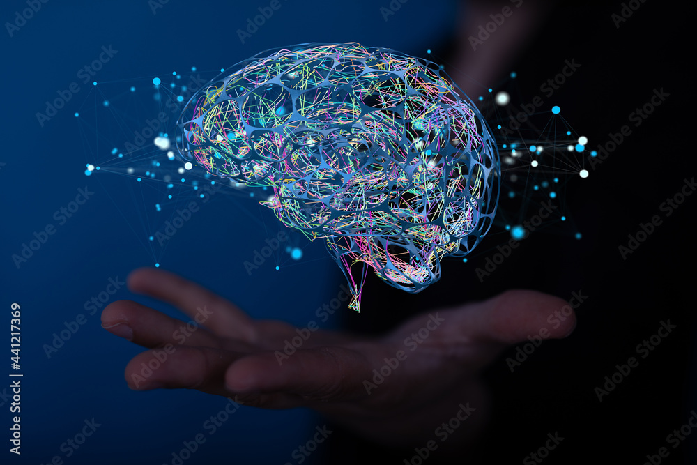 Aufkleber intelligence brain ai digtal 3d artificial intelligence