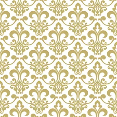 Zelfklevend Fotobehang Floral pattern. Wallpaper baroque, damask. Seamless vector background. Gold and white ornament Graphic modern pattern. © AJ Design