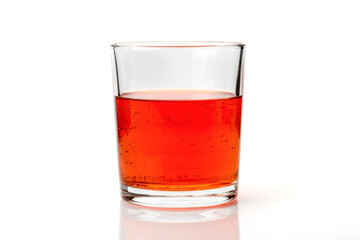ginger fizzy red drink in glass isolated on white