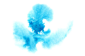 Watercolor background stain. Splash of blue paint for decoration, design, wedding invitation, banner, booklet, flyer. Aquarelle abstract splash blotch