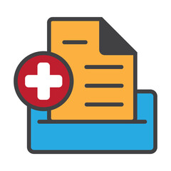 Medical record flat color icon for apps or websites
