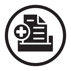 Circled electronic medical record vector icon for apps or websites - obrazy, fototapety, plakaty