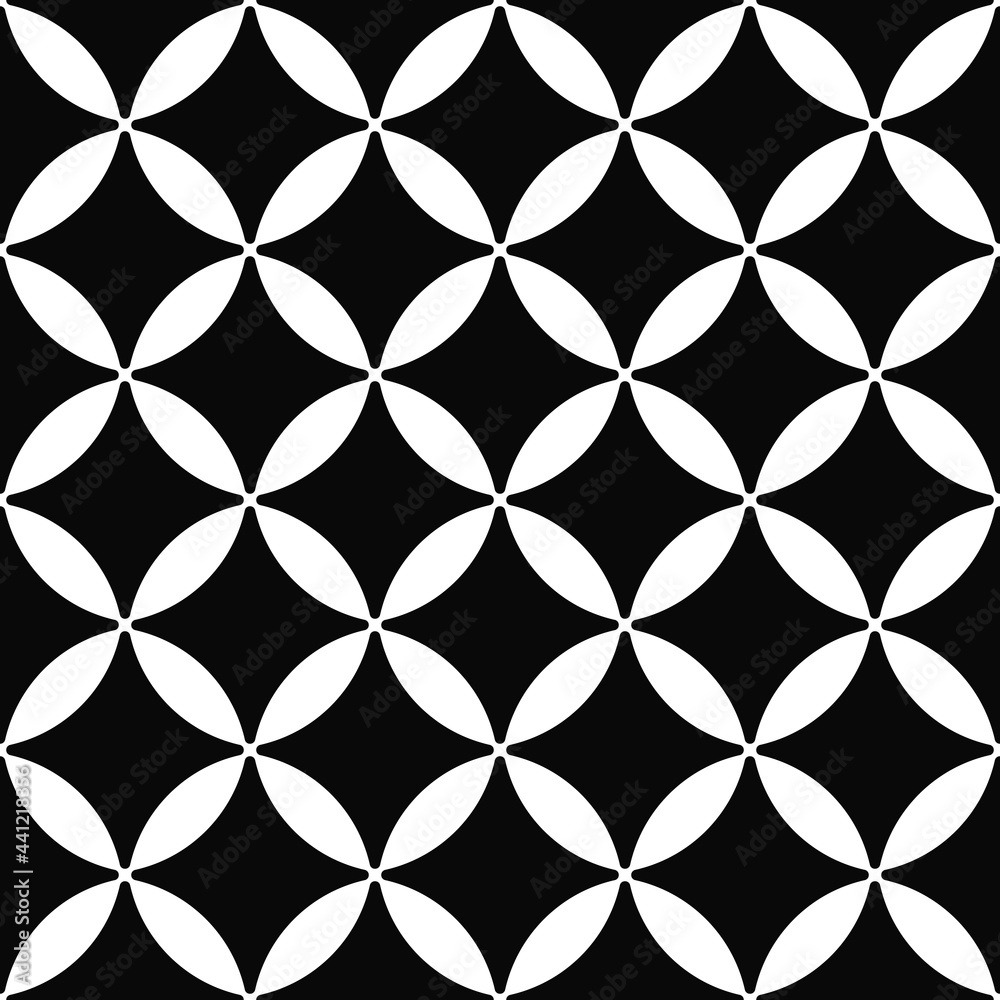Poster Black background and rounded white shapes. Vector simple shapes.