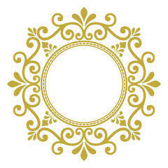 Decorative line art frames for design template. Elegant vector element for design in Eastern style, place for text. Golden outline floral border. Lace illustration for invitations and greeting cards.