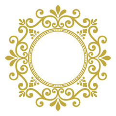 Decorative line art frames for design template. Elegant vector element for design in Eastern style, place for text. Golden outline floral border. Lace illustration for invitations and greeting cards.