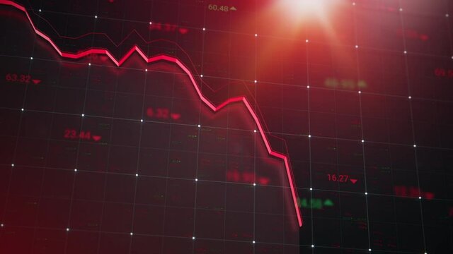 Animated stock market financial graph with red downtrend line. Beautifully designed crash stock chart for trading and investment, seamlessly looped.