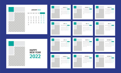 12-month desk calendar 2022