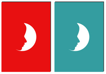 Moon silhouette with face shape