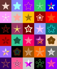 Foto op Canvas Multicolor verschillende ontwerpelementen van Star Shape, vector icon set. Sterren naadloze achtergrond. ©  danjazzia