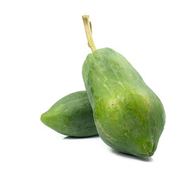 green papaya isolated on white background, ingredient Spicy green papaya salad or somtum Famous food in thailand