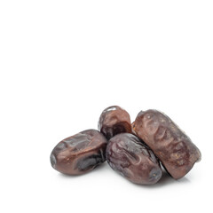 Arabian dried fruit date palm or kurma (fruit palm Phoenix dactylifera) food of  ramadan Festival isolated on white background. copy space for text