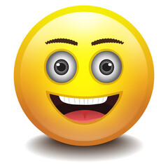 Modern yellow smiley happy face icon in trendy style. Social media emoji concept for a Facebook banner poster icon or chat online promotion