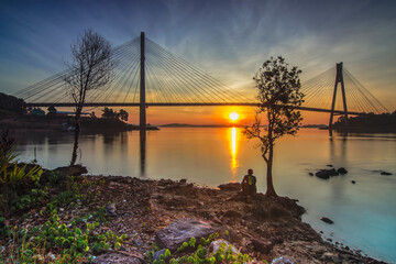 Barelang  bridge at sunrise 