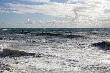 Waves on the sea in sunny weather