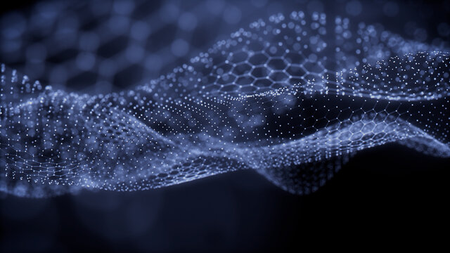 Smart Grid and Communication Concept. Blue, Futuristic Digital Style. 3D Render.