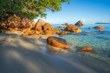 tropical beach anse lazio on praslin on the seychelles