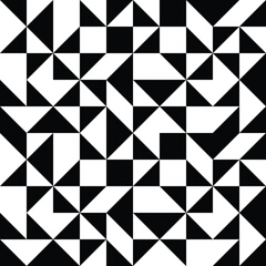 Abstract geometric pattern in black and white with random triangles and polygons, monochrome background