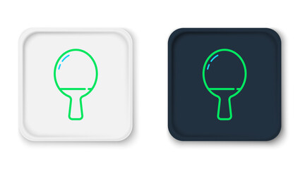 Line Racket for playing table tennis icon isolated on white background. Colorful outline concept. Vector