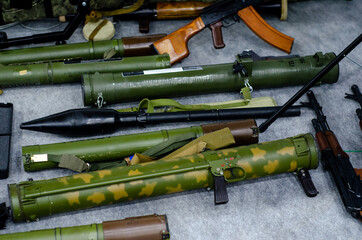Terrorist weapon cache, grenade launchers, assault rifles and machine guns