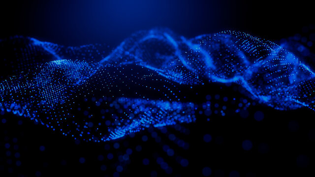 Smart Grid and Communication Concept. Blue, Futuristic Digital Style. 3D Render.