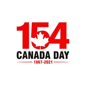 154 Years Happy Canada Day, Eh. 1st July, 2021. National Day of Canada. Vector Illustration. Banner Design.