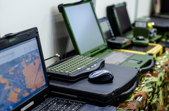Close-up of a military laptop