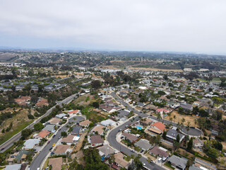 Aerial view of middle class Oceanside town in San Diego, California. USA