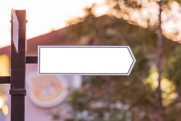 Blank road sign in the evening sunset for copy space - can montage text or product design.