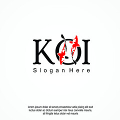 Modern Koi Fish logo template design. Creative Japanese Asian Fish icon.  Goldfish brand symbol. Vector illustration.