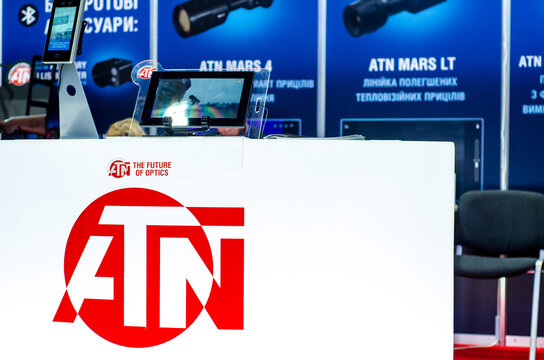 Kyiv, Ukraine - Jun 16, 2021: ATN Corporation exhibition stand design