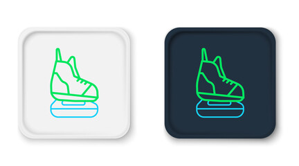 Line Skates icon isolated on white background. Ice skate shoes icon. Sport boots with blades. Colorful outline concept. Vector
