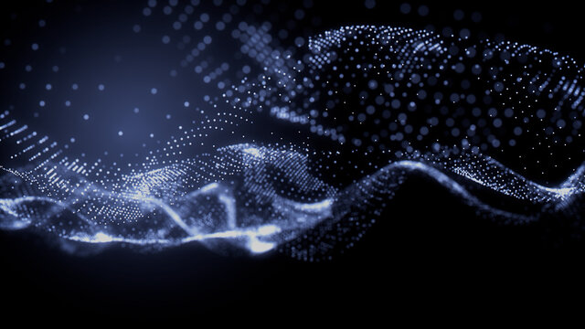 Smart Network and Connection Concept. Blue, Futuristic Digital Style. 3D Render.