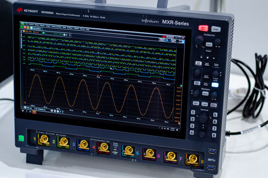 Kyiv, Ukraine - Jun 16, 2021: Keysight mxr608a mixed signal oscilloscope