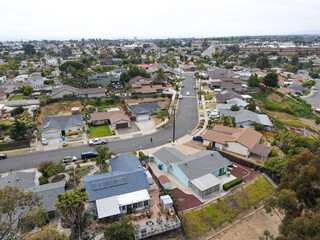 Obraz premium Aerial view of middle class Oceanside town in San Diego, California. USA