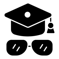 Academic cap with glasses, educational accessory icon