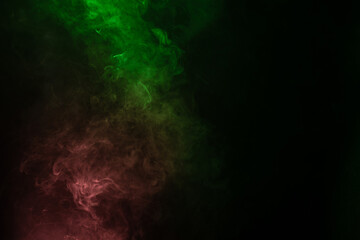 Green and pink steam on a black background.
