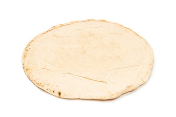 Grilled pitta bread isolated on white background.