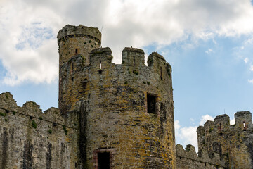 Castle tower and battlements Conway north Wales UK