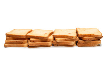 Delicious bread slices isolated on a white background.