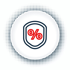 Line Loan percent icon isolated on white background. Protection shield sign. Credit percentage symbol. Colorful outline concept. Vector