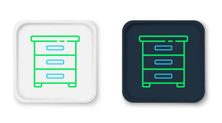 Line Drawer with documents icon isolated on white background. Archive papers drawer. File Cabinet Drawer. Office furniture. Colorful outline concept. Vector