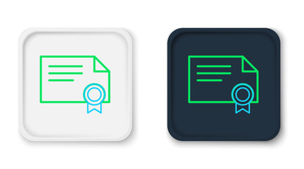 Line Certificate template icon isolated on white background. Achievement, award, degree, grant, diploma concepts. Colorful outline concept. Vector
