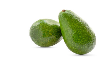 Two ripe avocados on a white background, avocado isolate