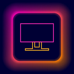 Glowing neon line Smart Tv icon isolated on black background. Television sign. Colorful outline concept. Vector