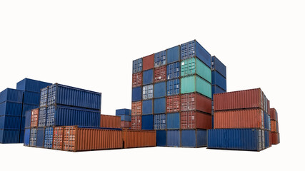 shipping container stack on white background isolet