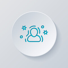 Immune system, antivirus protection, simple medical icon. Cut circle with gray and blue layers. Paper style
