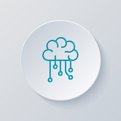 Machine learning, artificial intelligence, modern technology, smart analysis. Cut circle with gray and blue layers. Paper style