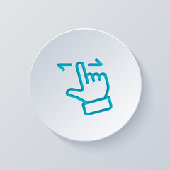 Swipe action by finger, simple icon. Cut circle with gray and blue layers. Paper style